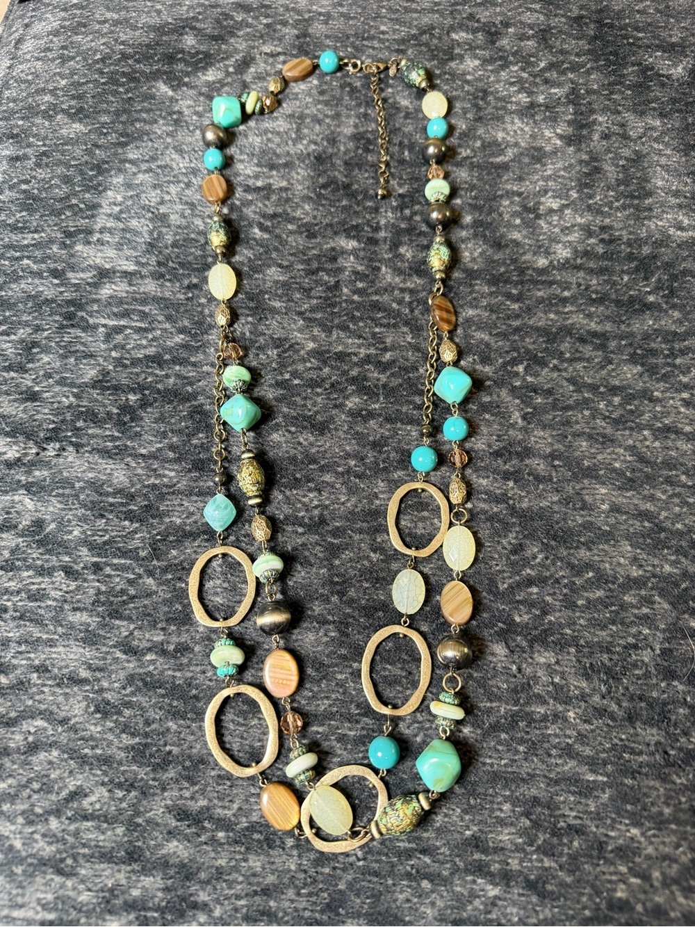 Premier Designs Double Layer Turquoise Beaded Statement Necklace Boho Southwest - Picture 3 of 7